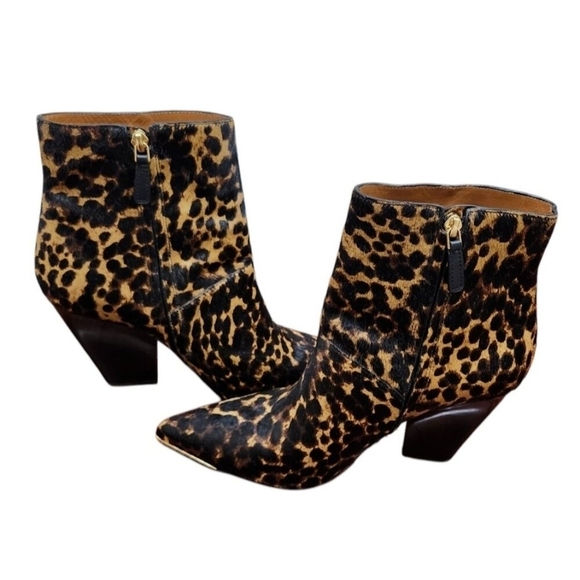 Tory Burch Lila Leopard-Print Calf Hair Pointed Toe Ankle Boots Size 9 M $498 - Picture 10 of 13